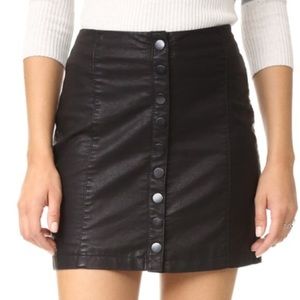 NWT Free People Black Vegan Leather Mini Skirt